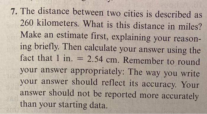 Solved 7. The distance between two cities is described as | Chegg.com