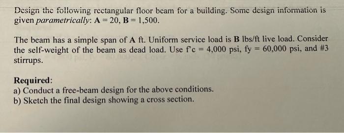 Solved Design the following rectangular floor beam for a | Chegg.com