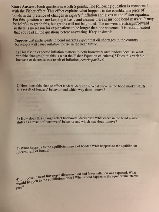 Solved Short Answer: Each question is worth 5 points. The | Chegg.com