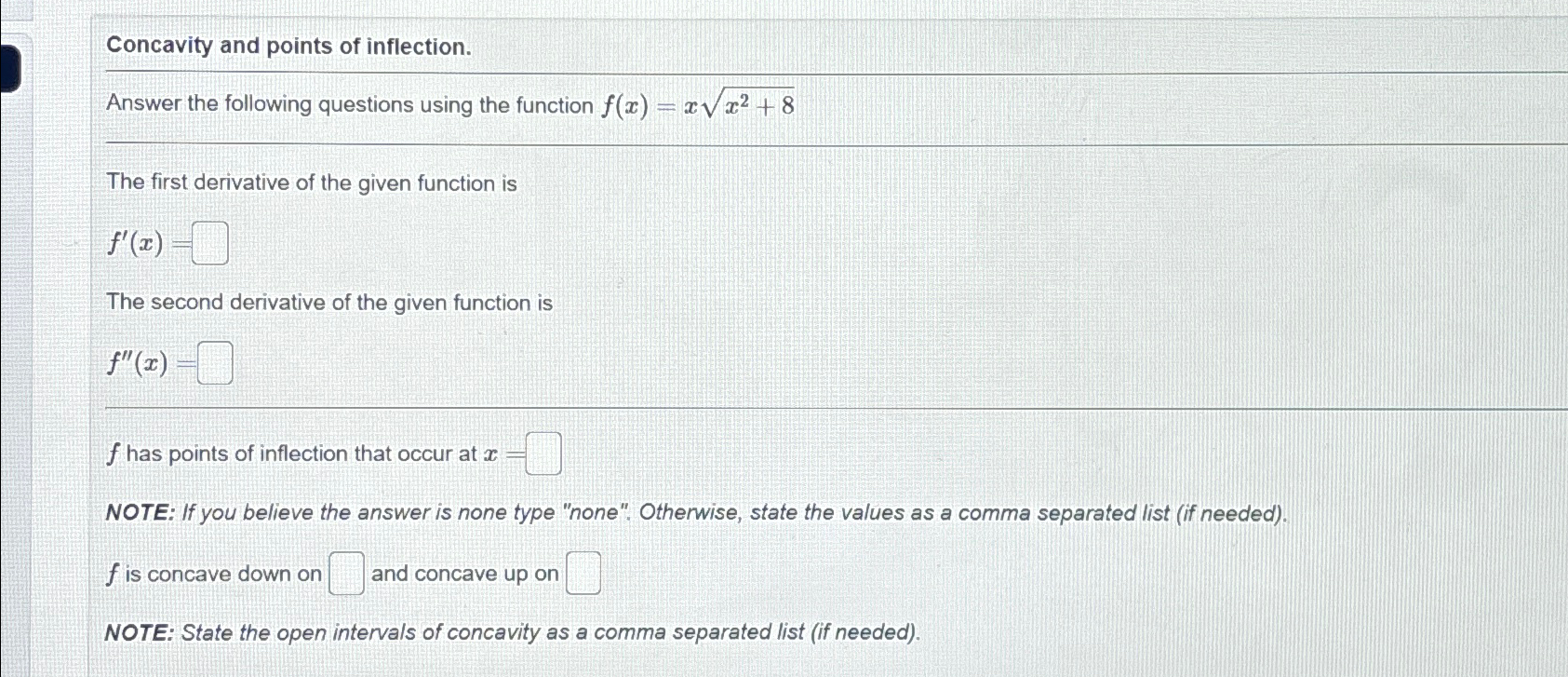 Solved Concavity and points of inflection.Answer the | Chegg.com