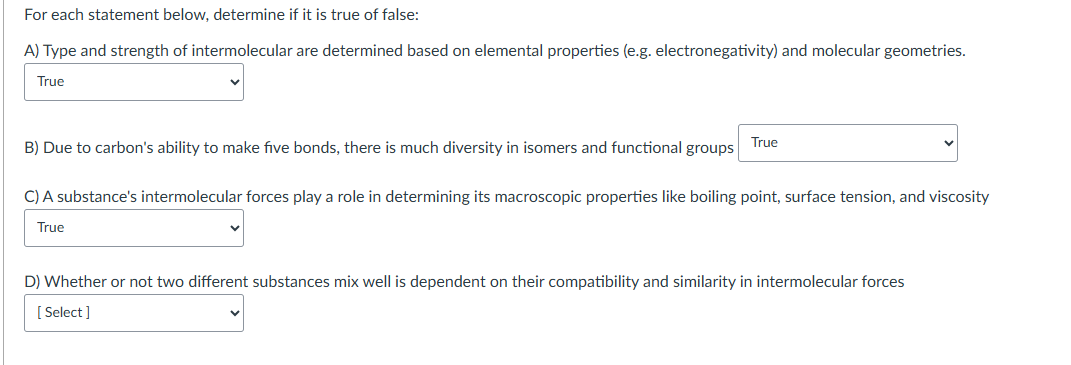 Solved For each statement below, determine if it is true of | Chegg.com
