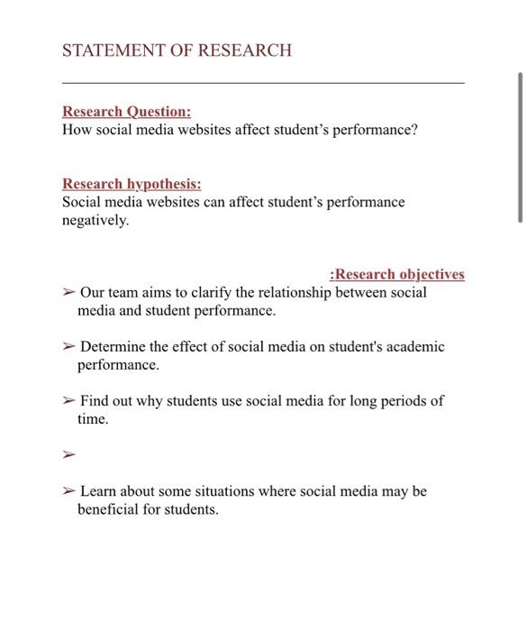 hypothesis questions about social media