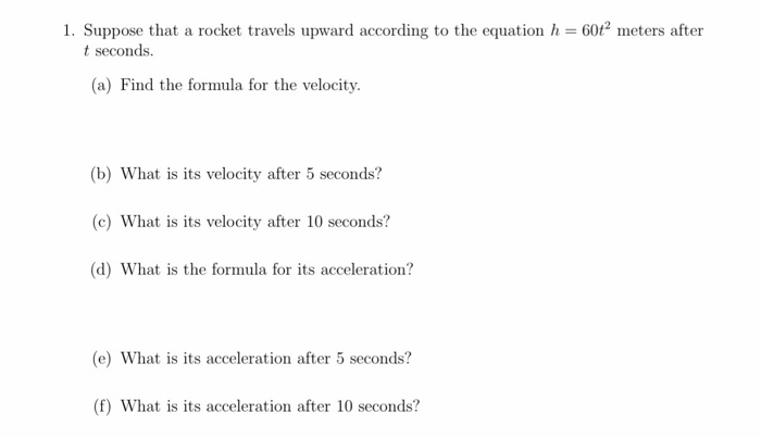 Solved 1. Suppose That A Rocket Travels Upward According To | Chegg.com