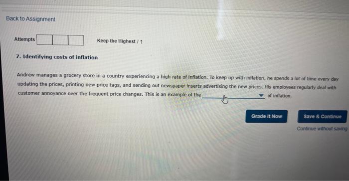 Solved 7. Tdentifying costs of inflation Andrew manages a | Chegg.com