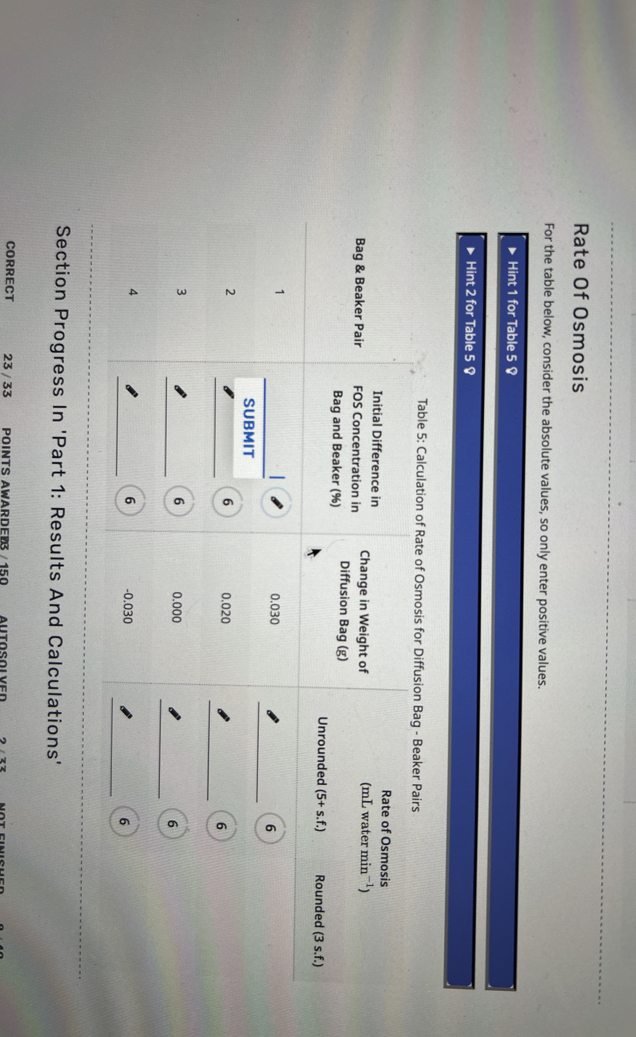Solved Rate Of OsmosisFor the table below, consider the | Chegg.com