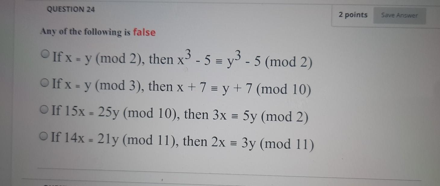 Solved QUESTION 2 2 points Save Answe Any of the following | Chegg.com