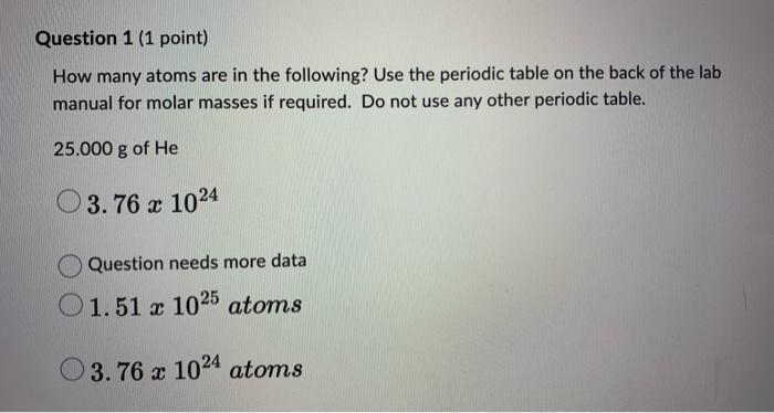 Solved How many atoms are in the following? Use the periodic | Chegg.com