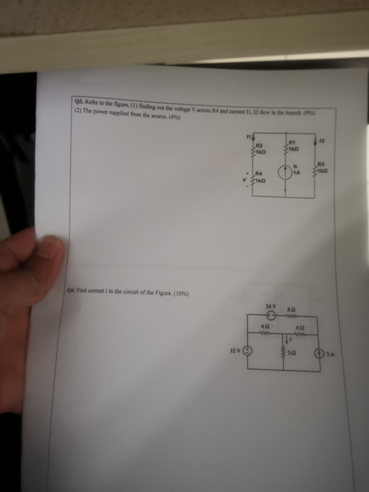 Refer to the figure (1) fingu c) The power supplied from the source (4%) l o VINO Of Find current in the circuit of the Figur