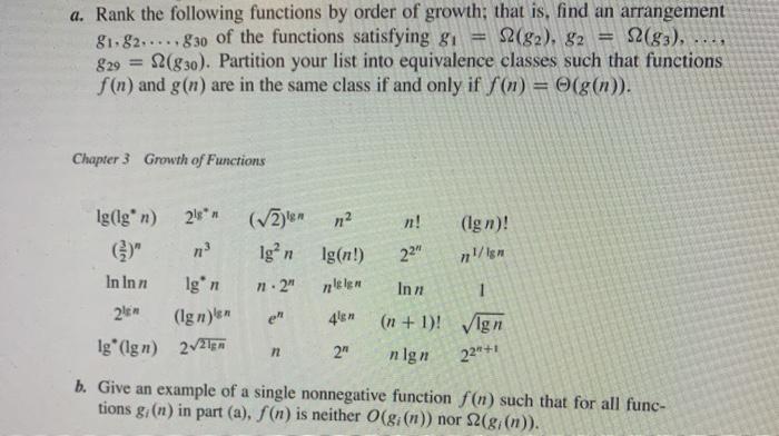 Solved a. Rank the following functions by order of growth; | Chegg.com