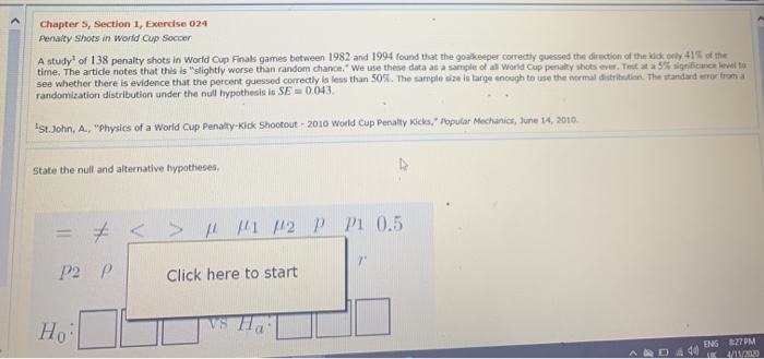 Solved Chapter 5 Section 1 Exercise 024 Penalty Shots In Chegg Com<script async src=