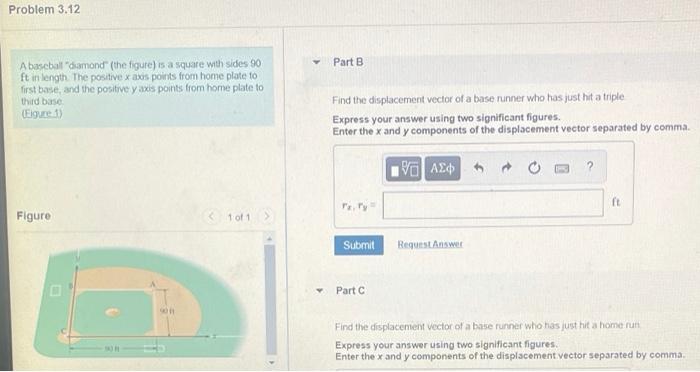 Solved Part A) Find the displacement vector of a base runner | Chegg.com