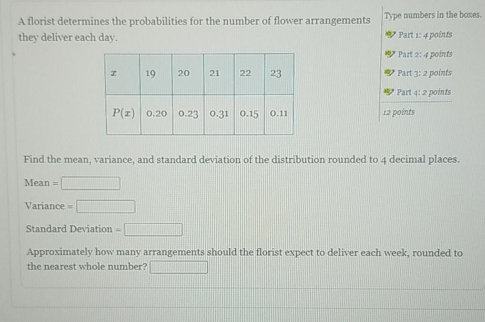 Solved Question 5 Below is a probability distribution for | Chegg.com