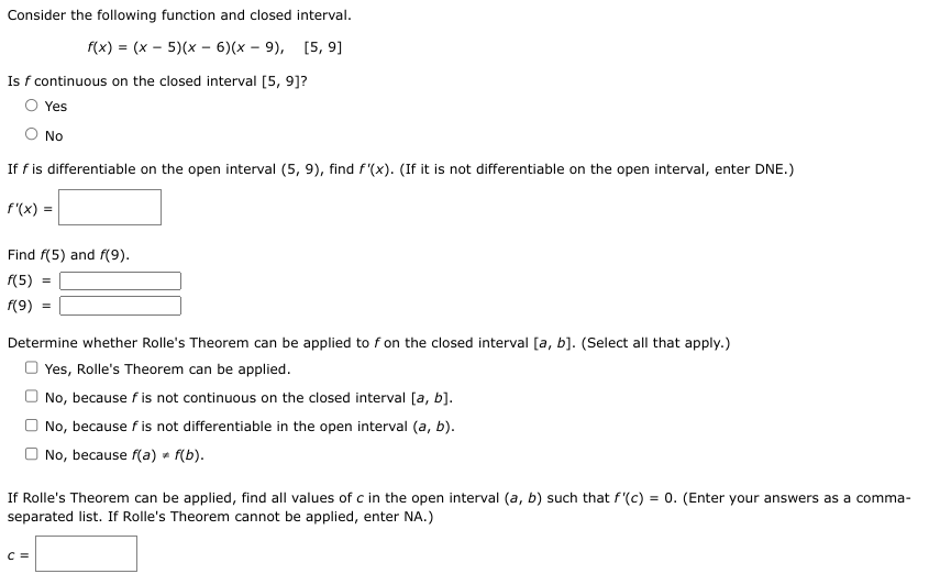 Solved Consider The Following Function And Closed