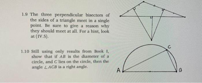 Solved 1.9 The three perpendicular bisectors of the sides of | Chegg.com