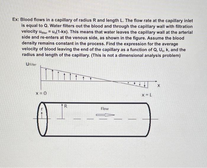 Solved Ex: Blood flows in a capillary of radius R and length | Chegg.com