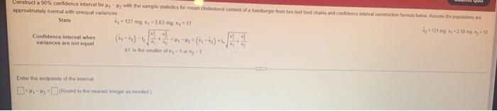 Solved Construct a 90% confidence interval for with the | Chegg.com
