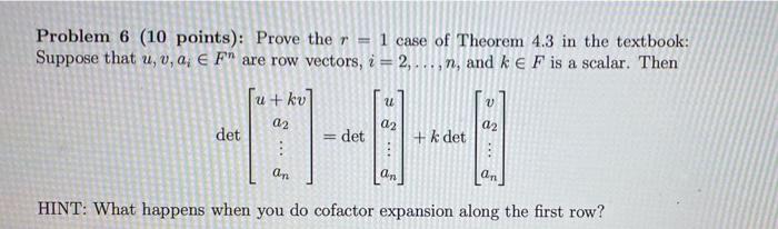 Solved Problem 6 (10 points): Prove the r = 1 case of | Chegg.com