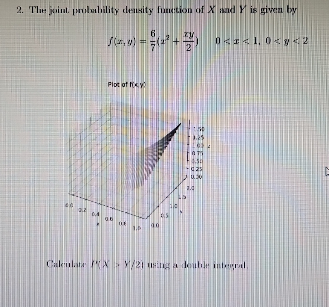 The joint probability density function of x ﻿and Y | Chegg.com