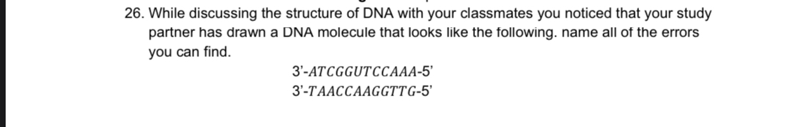 Solved While discussing the structure of DNA with your | Chegg.com