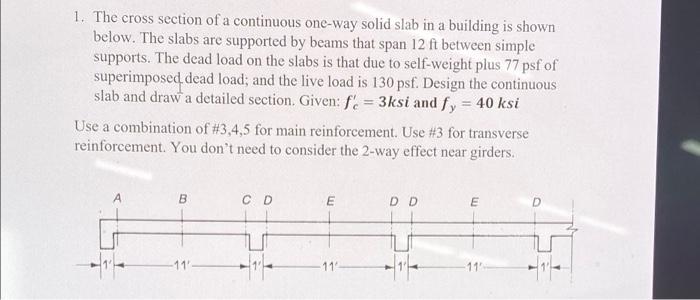 Solved 1. The cross section of a continuous one-way solid | Chegg.com