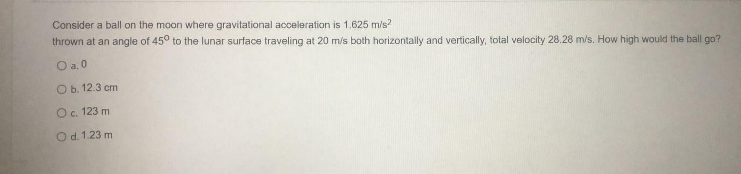 Solved Consider a ball on the moon where gravitational | Chegg.com