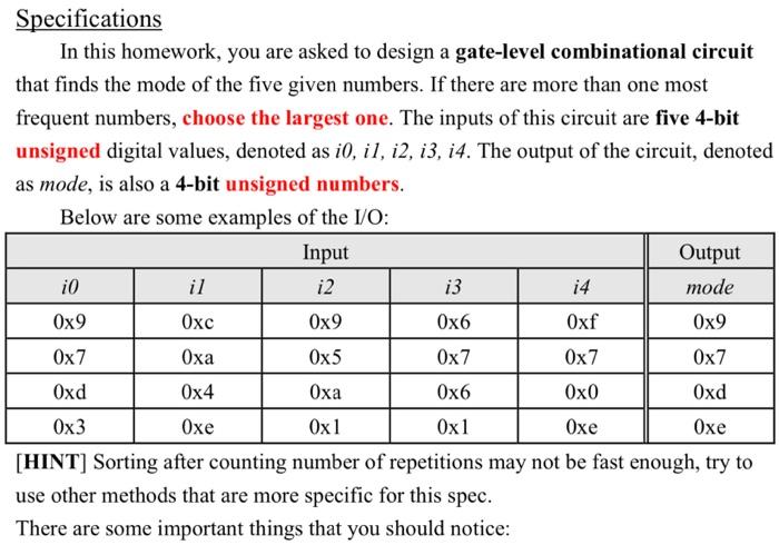 Specifications In This Homework, You Are Asked To | Chegg.com | Chegg.com