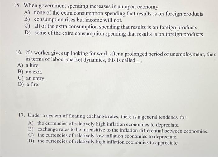 Solved 15. When government spending increases in an open | Chegg.com