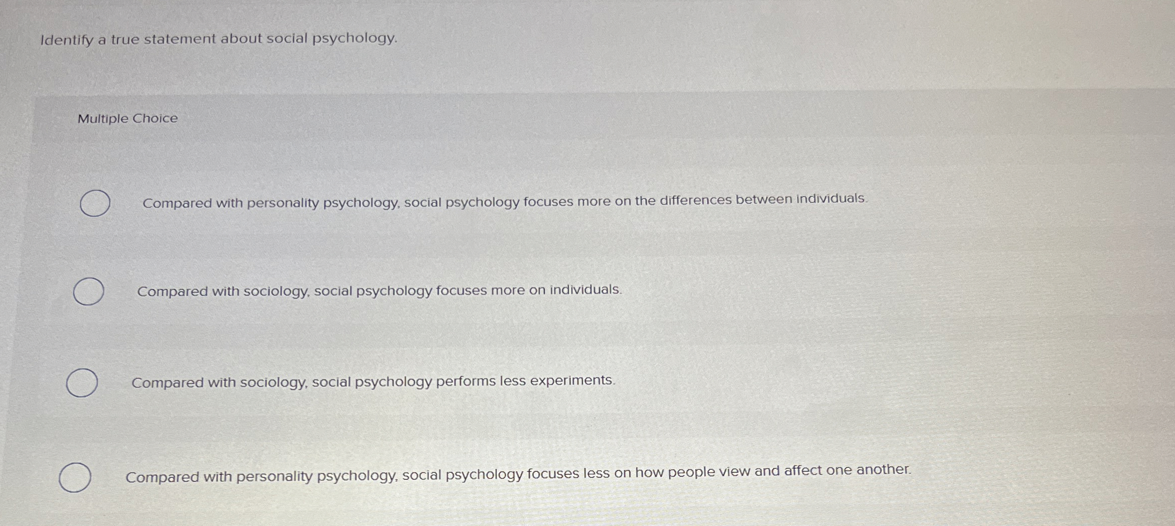 Solved Identify a true statement about social | Chegg.com