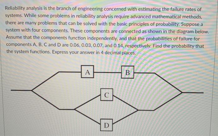 Solved Reliability Analysis Is The Branch Of Engineering | Chegg.com