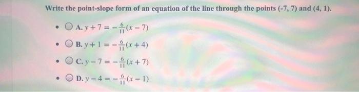 Solved Write The Point Slope Form Of An Equation Of The L Chegg Com