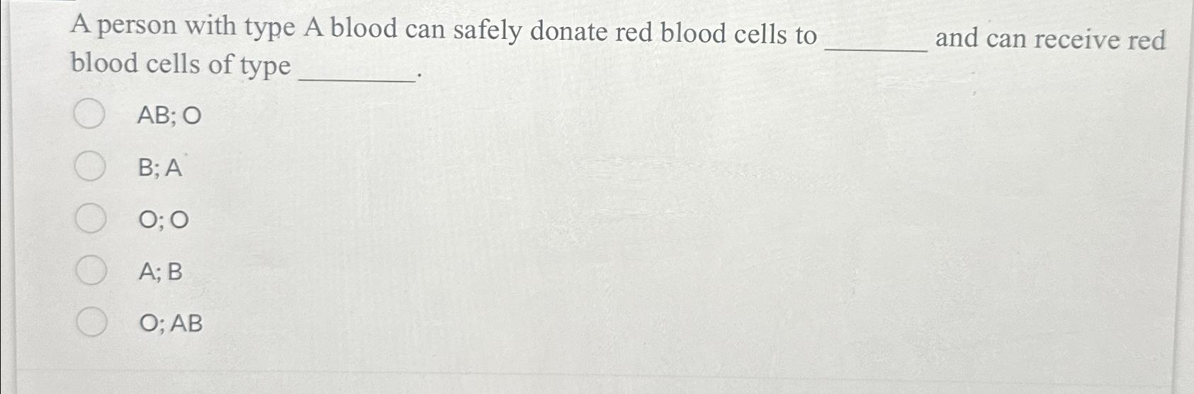 Solved A person with type A blood can safely donate red | Chegg.com
