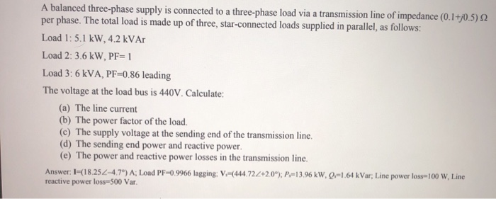 Solved A balanced three-phase supply is connected to a | Chegg.com