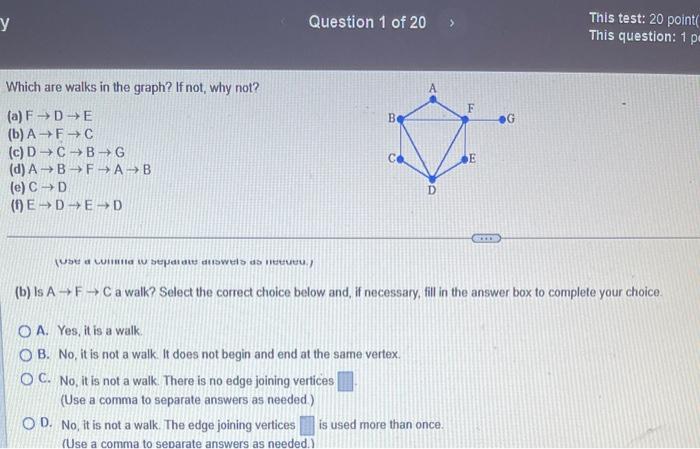 Solved Which are walks in the graph? If not, why not? (a) | Chegg.com