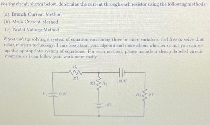 Solved For the circuit shown below, determine the current | Chegg.com