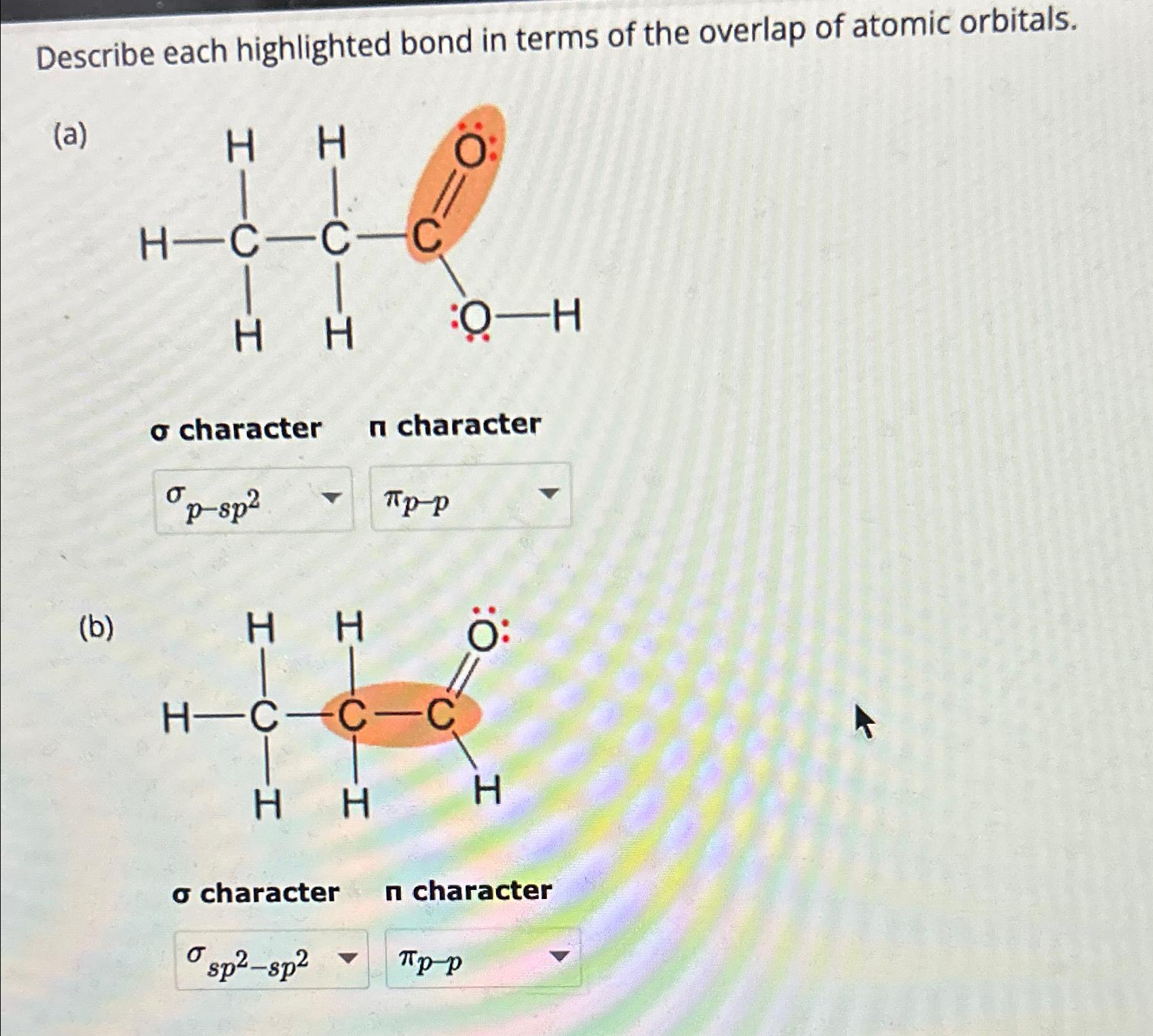 Solved Describe each highlighted bond in terms of the | Chegg.com