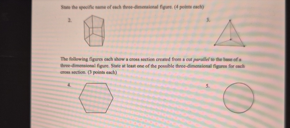 Solved State the specific name of each three-dimensional | Chegg.com