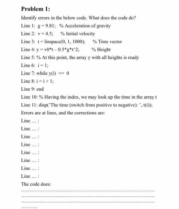 Solved Problem 1: Identify errors in the below code. What | Chegg.com