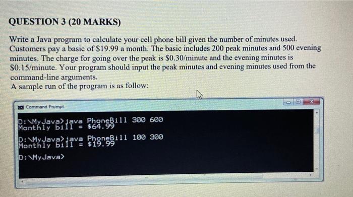 Solved QUESTION 3 (20 MARKS) Write a Java program to | Chegg.com