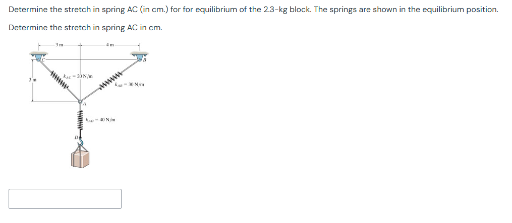 Solved Determine the stretch in spring AC (in cm .) ﻿for for | Chegg.com