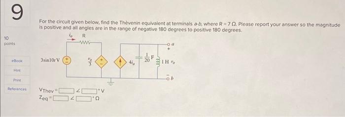 Solved For the circuit given below, find the Thèvenin | Chegg.com