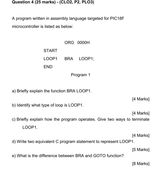 Solved Question 4 (25 Marks) - (CLO2, P2, PLO3) A Program | Chegg.com