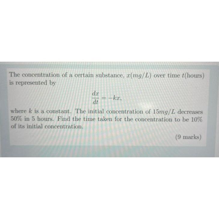 Solved The concentration of a certain substance, x(mgL) | Chegg.com