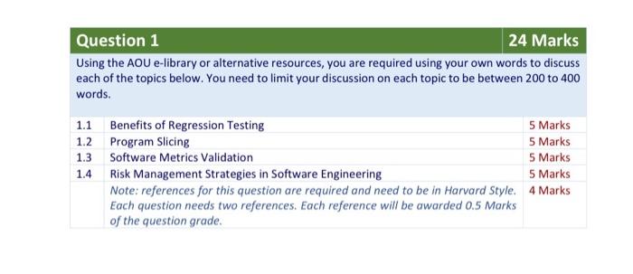 Solved Question 1 24 Marks Using the AOU e-library or | Chegg.com