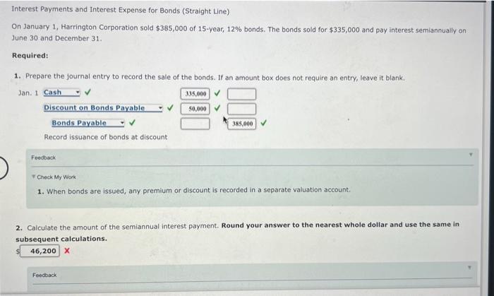 Solved Interest Payments and Interest Expense for Bonds | Chegg.com