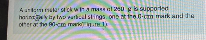 Solved A uniform meter stick with a mass of 260 g is | Chegg.com