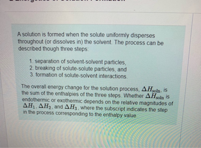 Solved A solution is formed when the solute uniformly | Chegg.com