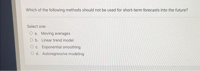 Solved Which of the following methods should not be used for | Chegg.com