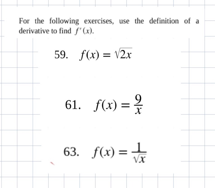 Solved For the following exercises, use the definition of a | Chegg.com