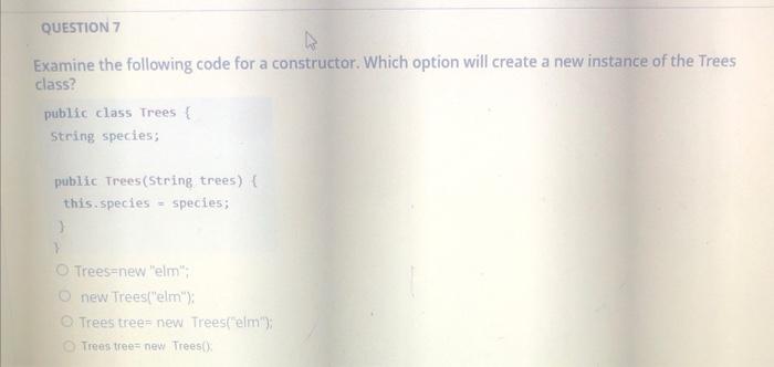 Solved Examine the following code for a constructor. Which | Chegg.com