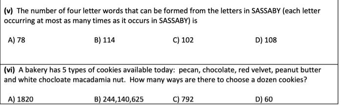 Solved v The number of four letter words that can be Chegg